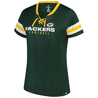 T-shirt à lacets et col cranté Athena Redzone strass pour femme, taille plus, vert, fanatiques, des Packers de Green Bay