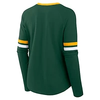 T-shirt à manches longues et col en V lacets pour femmes Fanatics Green Bay Packers grande taille Won & Done