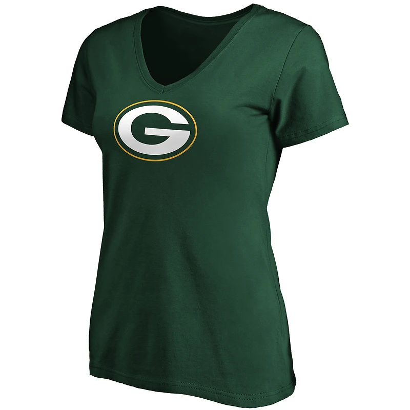 Women's Fanatics Green Bay Packers Primary Logo V-Neck T-Shirt