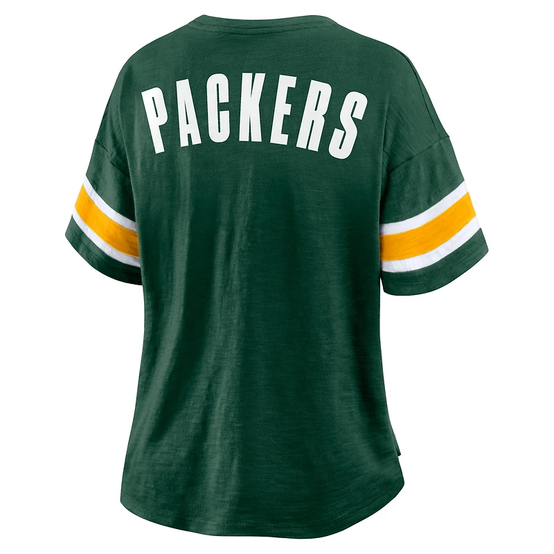 T-shirt Fanatics Green pour femmes des Packers de Bay Redzone Curl Route