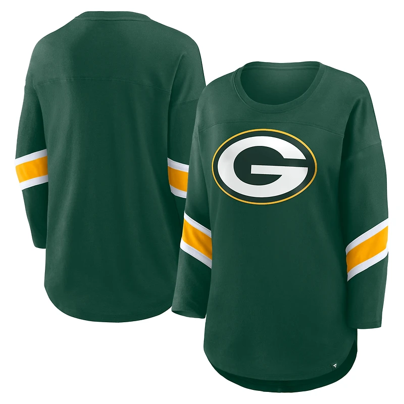 T-shirt à manches 3/4 Redzone des Packers de Green Bay pour femme