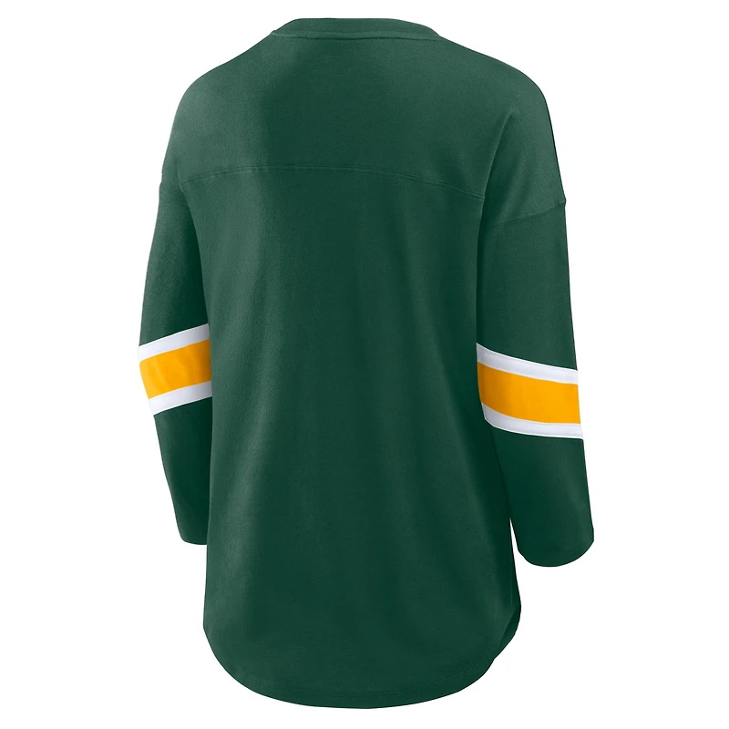 T-shirt à manches 3/4 Redzone des Packers de Green Bay pour femme