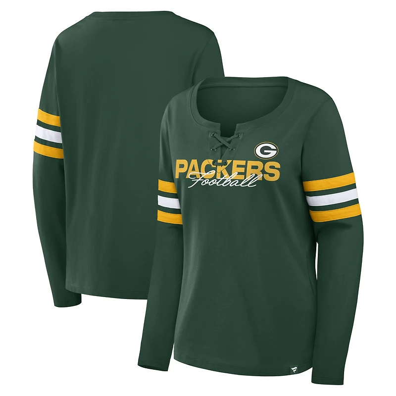 Women's Fanatics  Green Bay Packers Team First Coverage Scheme Lace-Up Long Sleeve T-Shirt