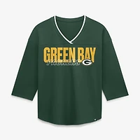 Women's Fanatics  Green Bay Packers Team First Deceptive Juke 3/4-Sleeve V-Neck T-Shirt