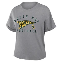 T-shirt boxy tri-blend hommage aux Packers de Green Bay, gris chiné, Fanatics pour femme