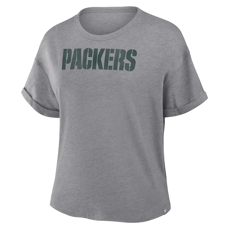 T-shirt boxy tri-blend gris chiné Fanatics pour femme des Packers de Green Bay Swing Pass