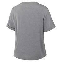 Women's Fanatics Heather Gray Green Bay Packers Swing Pass Tri-Blend Boxy T-Shirt