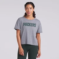 T-shirt boxy tri-blend gris chiné Fanatics pour femme des Packers de Green Bay Swing Pass
