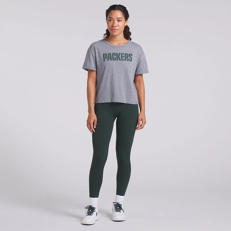T-shirt boxy tri-blend gris chiné Fanatics pour femme des Packers de Green Bay Swing Pass
