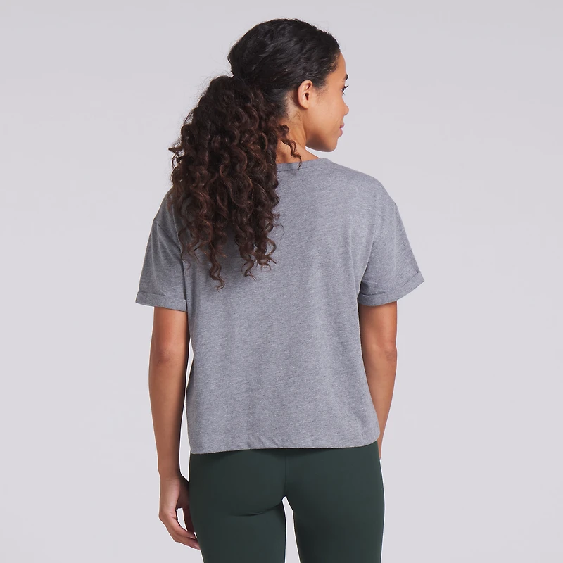 T-shirt boxy tri-blend gris chiné Fanatics pour femme des Packers de Green Bay Swing Pass