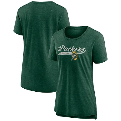 T-shirt à manches longues en mélange de coton pour femme Fanatics Heather Green des Packers Bay
