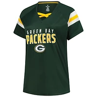 Women's Fanatics Jordan Love Green Bay Packers Plus Name & Number Raglan Lace V-Neck T-Shirt