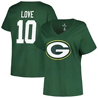 Women's Fanatics Jordan Love Green Bay Packers Plus Name & Number V-Neck T-Shirt