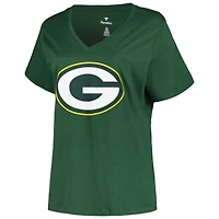 T-shirt à col en V pour femme Fanatics Jordan Love Green Bay Packers, grande taille, nom et numéro
