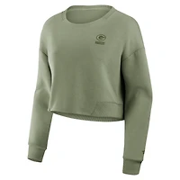 Sweat-shirt court Fanatics Olive Green Bay Packers Studio Tri-Blend pour femme