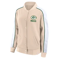 Veste universitaire à boutons-pression Fanatics Tan Green Bay Packers Lounge pour femmes