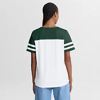 T-shirt à lacets Fanatics blanc/vert Green Bay Packers Touchdown Pass Athena pour femmes