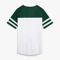 Women's Fanatics White/Green Green Bay Packers Touchdown Pass Athena Lace-Up T-Shirt