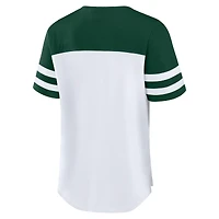 Women's Fanatics White/Green Green Bay Packers Touchdown Pass Athena Lace-Up T-Shirt