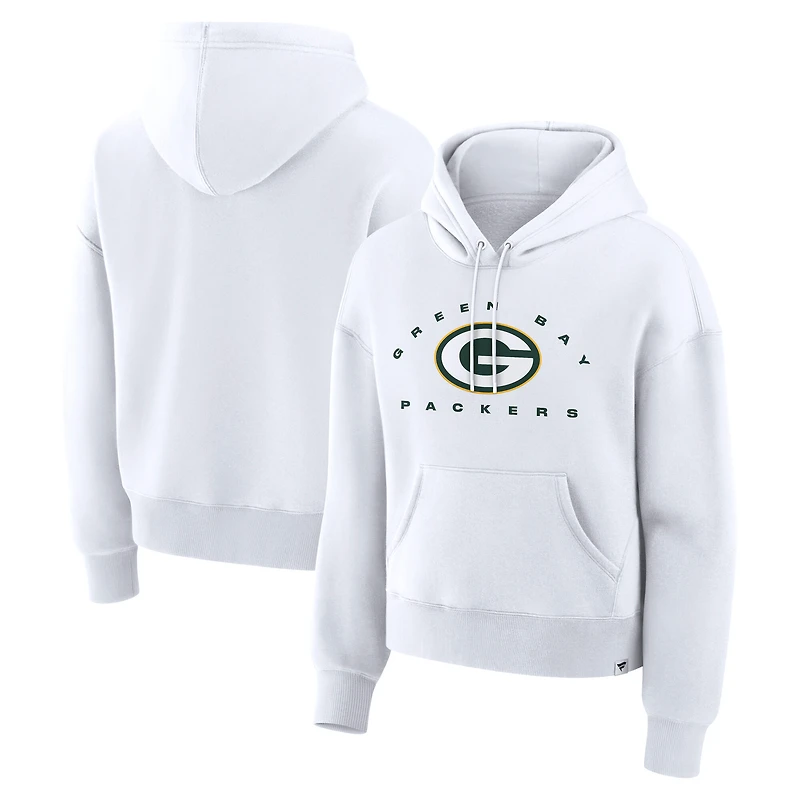 Women's Fanatics White Green Bay Packers Eligible Receiver Legacy Pullover Hoodie
