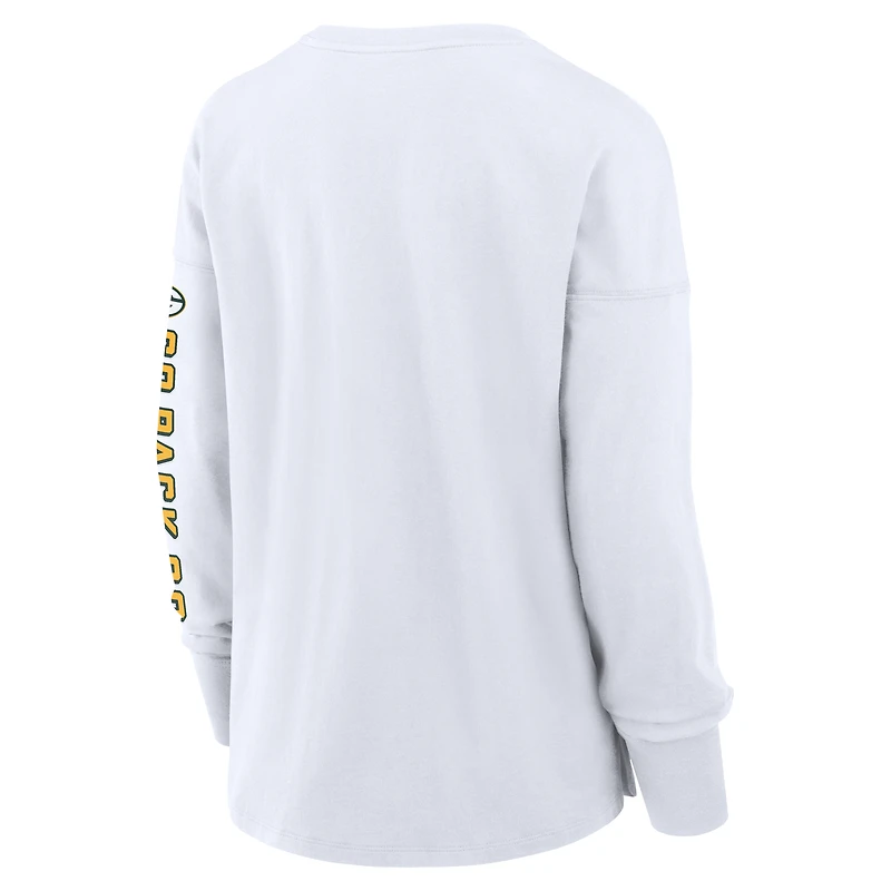 Women's Fanatics White Green Bay Packers Hometown Legacy Long Sleeve T-Shirt