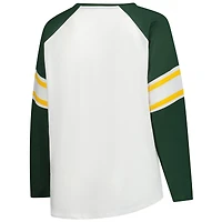 T-shirt à manches longues et lacets Redzone pour femme, blanc, grande taille, des Packers de Green Bay