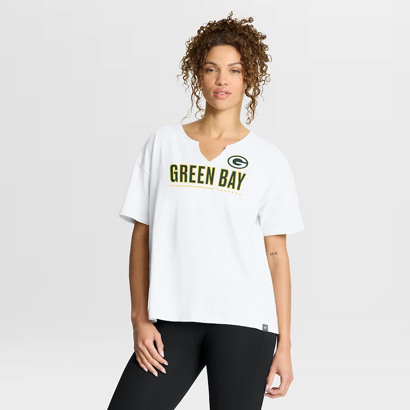 T-shirt boxy blanc Fanatics Redzone des Packers de Green Bay pour femme