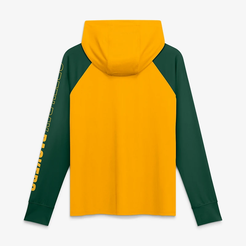 Women's Fanatics Yellow/Green Green Bay Packers Cornerback Blitz​ Raglan Full-Zip Hoodie
