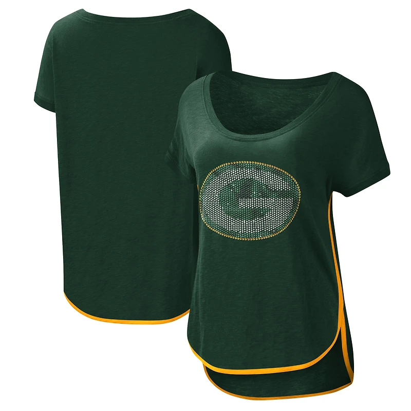 T-shirt G-III 4Her by Carl Banks Green Bay Packers vert pour femme à encolure dégagée Rookie