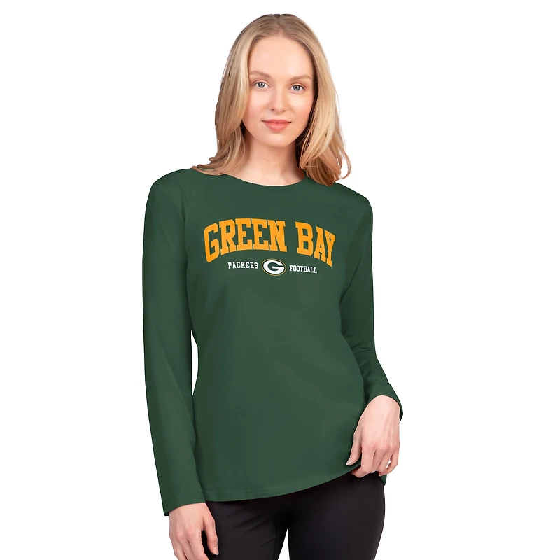 T-shirt à manches longues G-III 4Her pour femme par Carl Banks, vert, des Green Bay Packers, « Best Play »