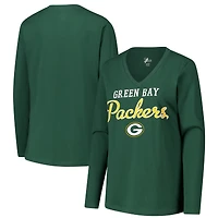 T-shirt à manches longues et col en V pour femme G-III 4Her par Carl Banks Green Bay Packers Post Season