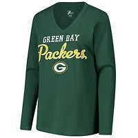 T-shirt à manches longues et col en V pour femme G-III 4Her par Carl Banks Green Bay Packers Post Season