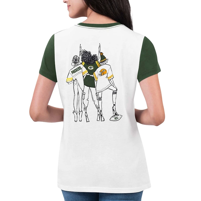 T-shirt pour femme G-III 4Her by Carl Banks White Green Bay Packers Fashion Illustration