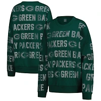 Women's Gameday Couture Green Bay Packers Oversized Hype Era Rhinestone Text Sweatshirt