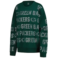 Women's Gameday Couture Green Bay Packers Oversized Hype Era Rhinestone Text Sweatshirt