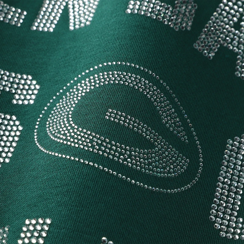 Women's Gameday Couture Green Bay Packers Oversized Hype Era Rhinestone Text Sweatshirt
