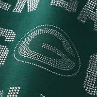 Women's Gameday Couture Green Bay Packers Oversized Hype Era Rhinestone Text Sweatshirt