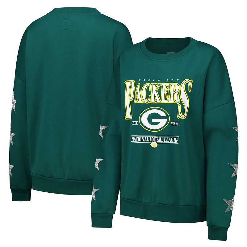 Sweat-shirt oversize à manches étoiles et strass pour femme Gameday Couture Green Bay Packers