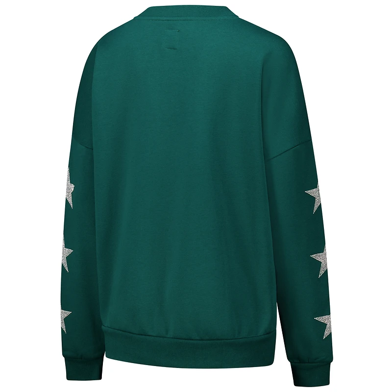 Sweat-shirt oversize à manches étoiles et strass pour femme Gameday Couture Green Bay Packers