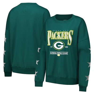 Sweat-shirt oversize à manches étoiles et strass pour femme Gameday Couture Green Bay Packers