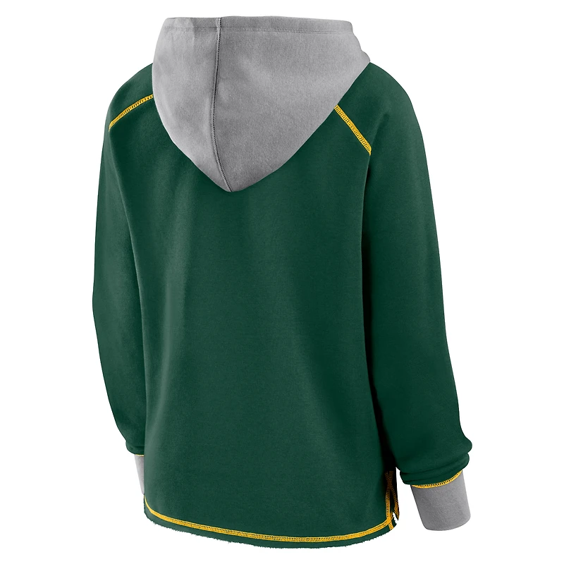 Sweat à capuche col en V polaire Boom Green Bay Packers pour femme