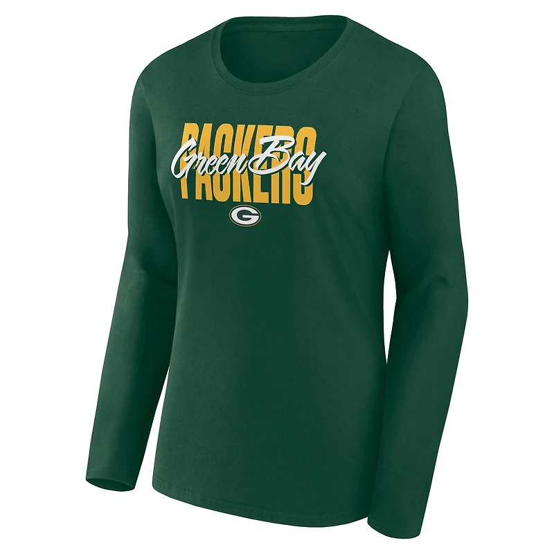 T-shirt à manches longues Grip pour femme, vert, des Packers de Green Bay