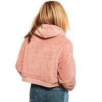 Women's Jill Martin Pink Green Bay Packers Tonal Sherpa Cropped Hoodie