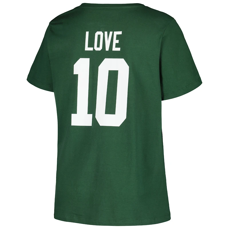Jordan Love Green Bay Packers T-shirt à col en V pour femme, taille Plus, Fair Catch, nom et numéro
