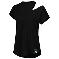 Women's KIYA TOMLIN Black Green Bay Packers Cut Out Tri-Blend Shirt