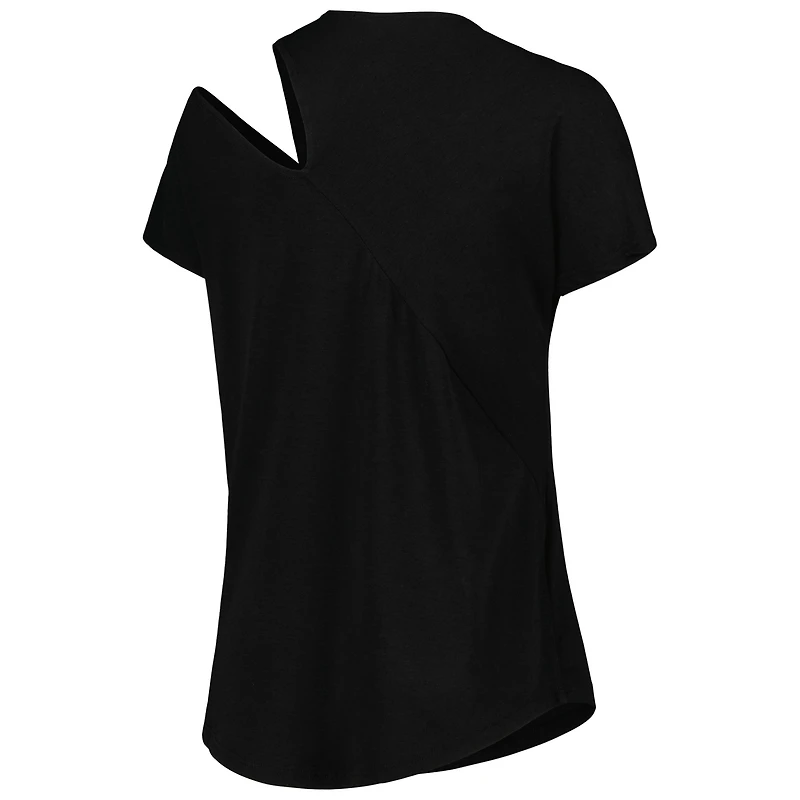Women's KIYA TOMLIN Black Green Bay Packers Cut Out Tri-Blend Shirt