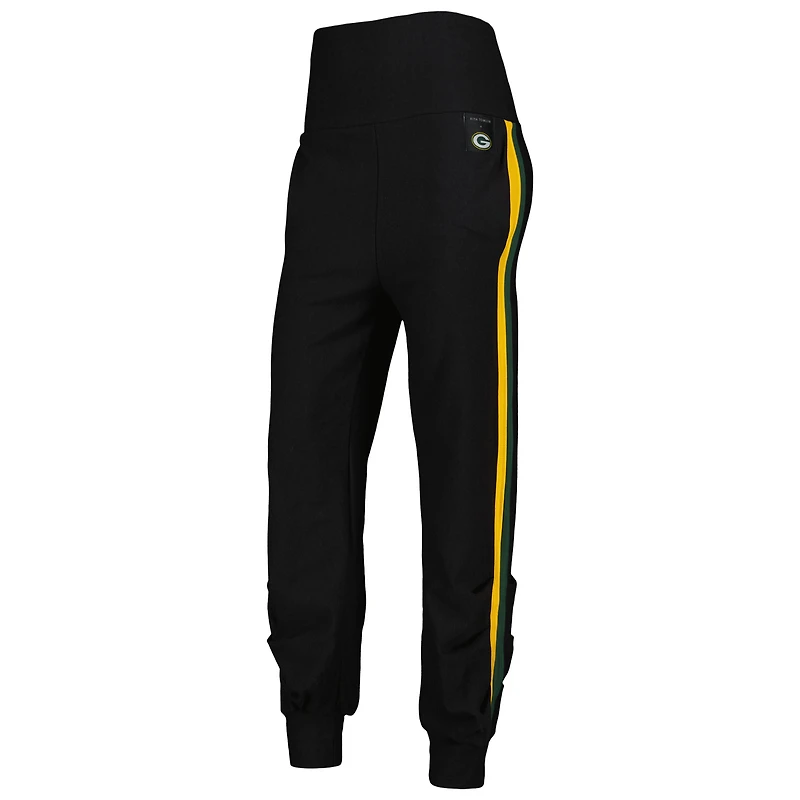 Women's KIYA TOMLIN Black Green Bay Packers Stripe Tri-Blend Joggers