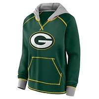 Sweat à capuche col en V polaire Boom des Packers de Green Bay pour femme avec logo Athletic