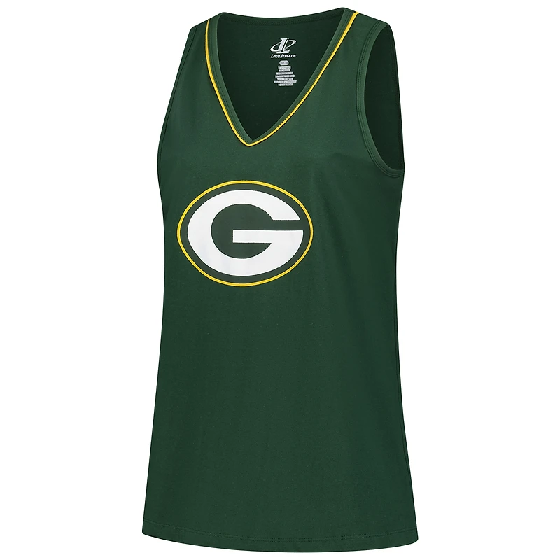 Women's Logo Athletic Green Bay Packers Plus Stellar Win V-Neck Tank Top