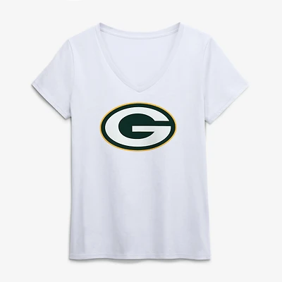Women's Logo Athletic Green Bay Packers Primary V-Neck T-Shirt